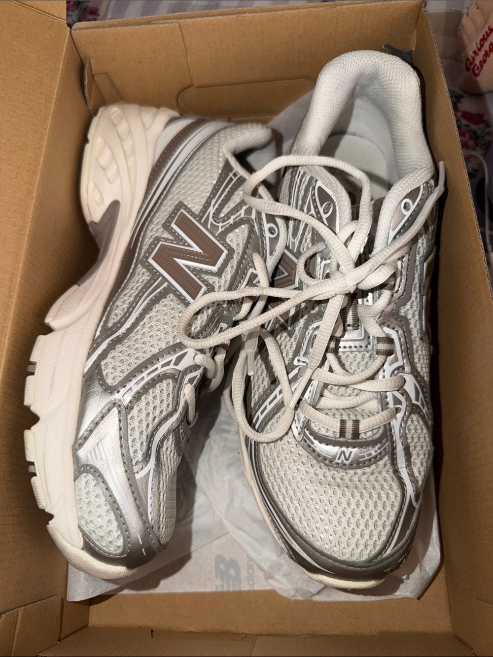 New Balance Women's Silver and White Athletic Sneakers